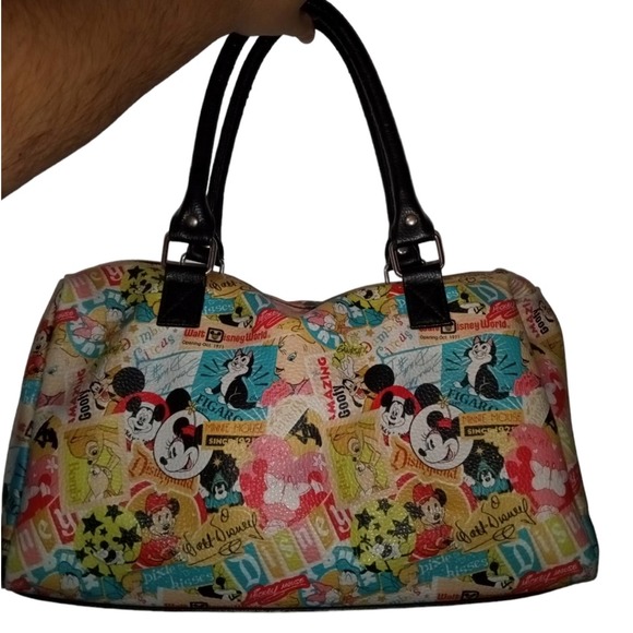 Authentic Disney Park Cartoon Handbag Collage Purse vintage Mickey & Friends bag - Picture 12 of 13